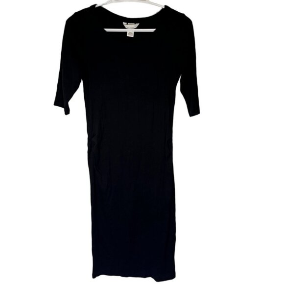 H&M Mama Maternity Black Dress Crew Neck 3/4 Sleeve Size Small Maternity - Picture 1 of 9